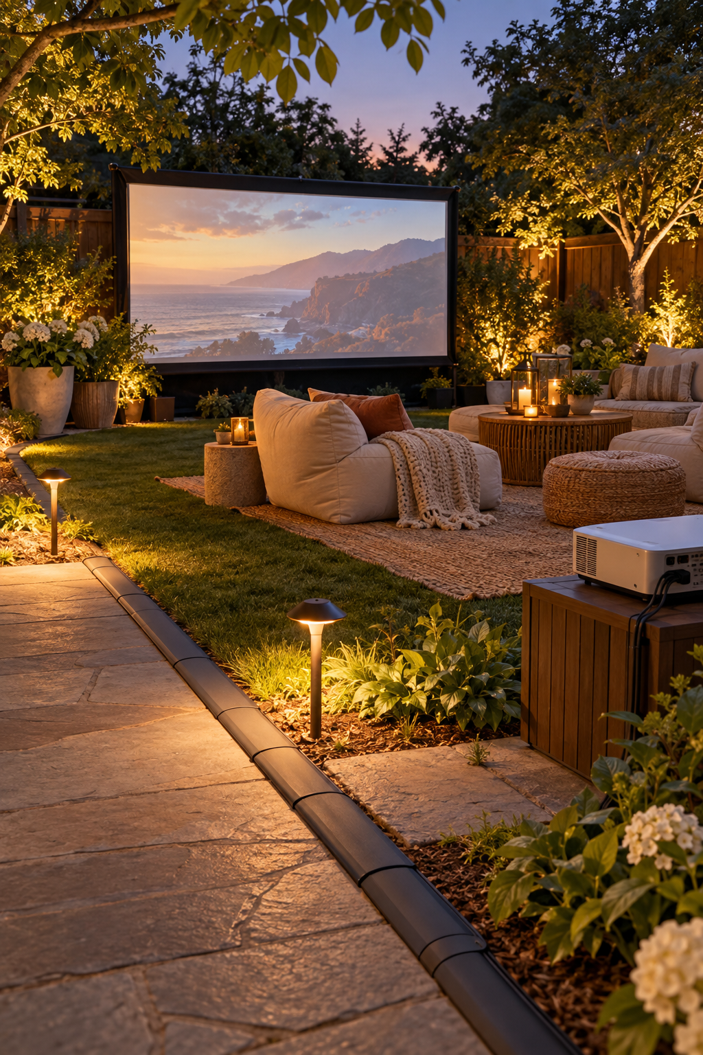 Protect Cables with Cord Covers for a magical garden movie night