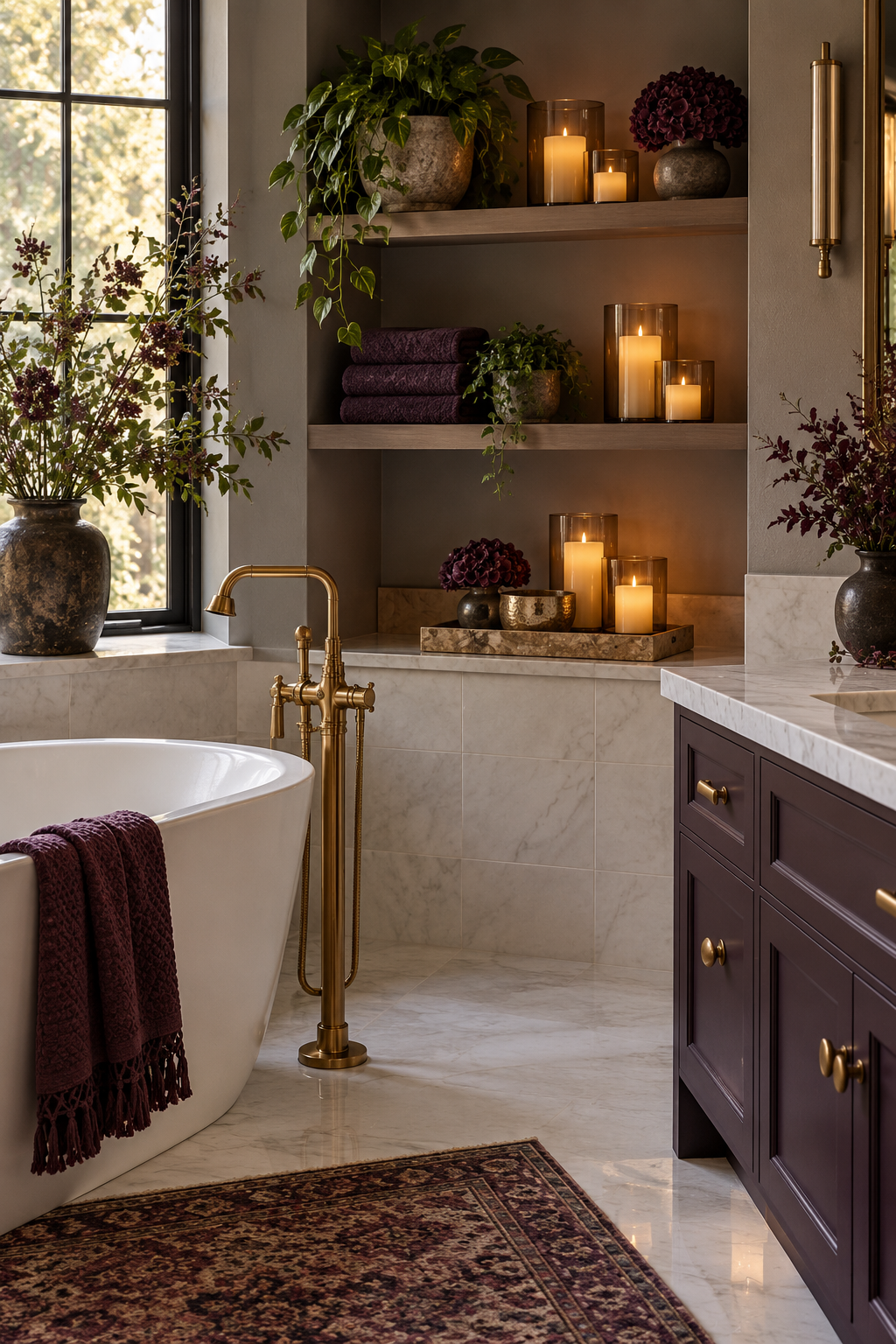 Add Safe Battery Candles styled as Halloween bathroom decor ideas