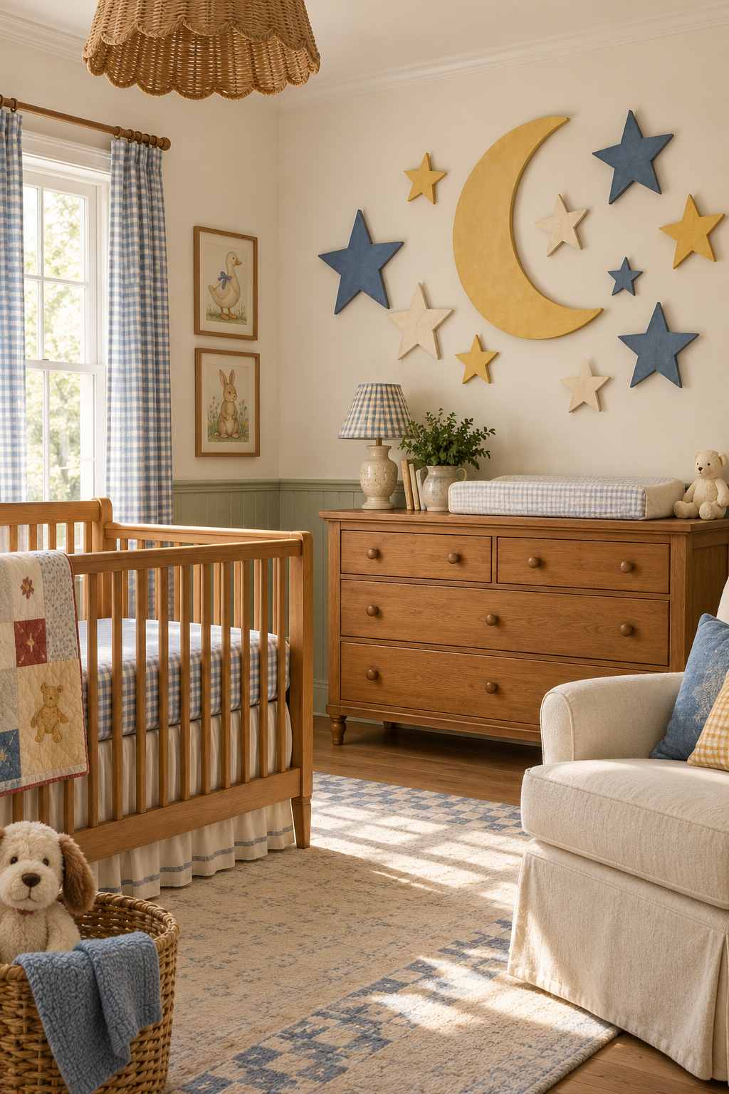 Use Star and Moon Wall Details in a nostalgic 90s-inspired nursery