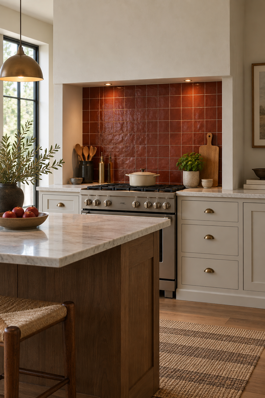 Use Brick Red Tile in a Small Defined Zone