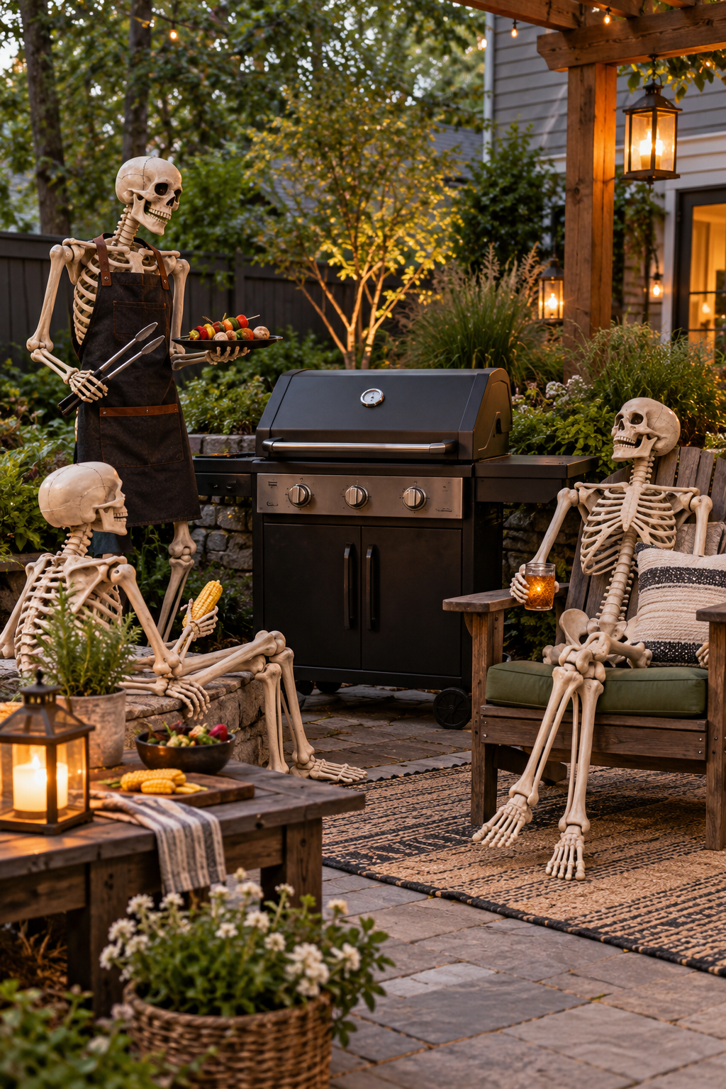 Make a Skeleton Sports Team styled as skeleton yard display ideas