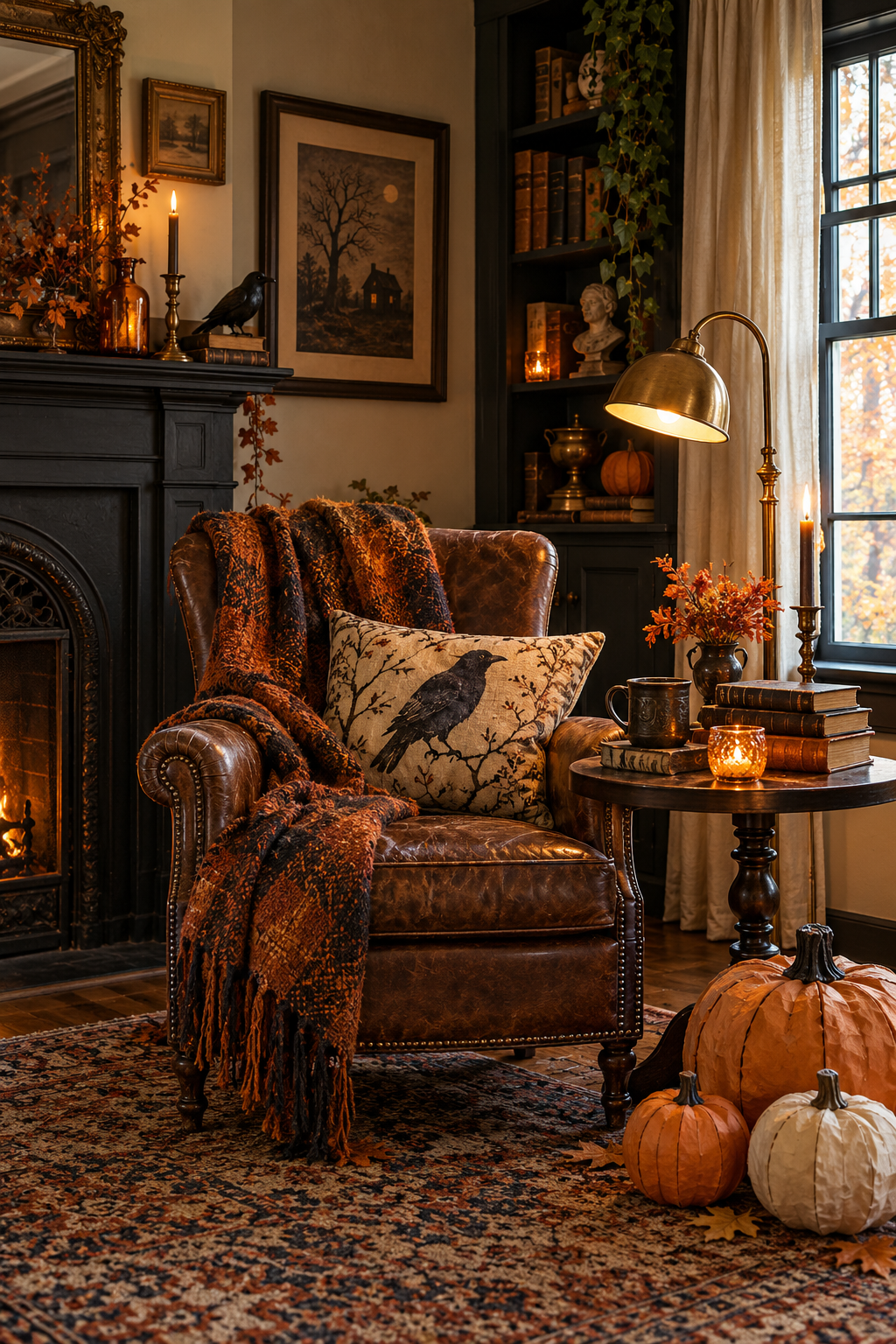 Create a Vintage Halloween Reading Nook styled as vintage Halloween decor ideas