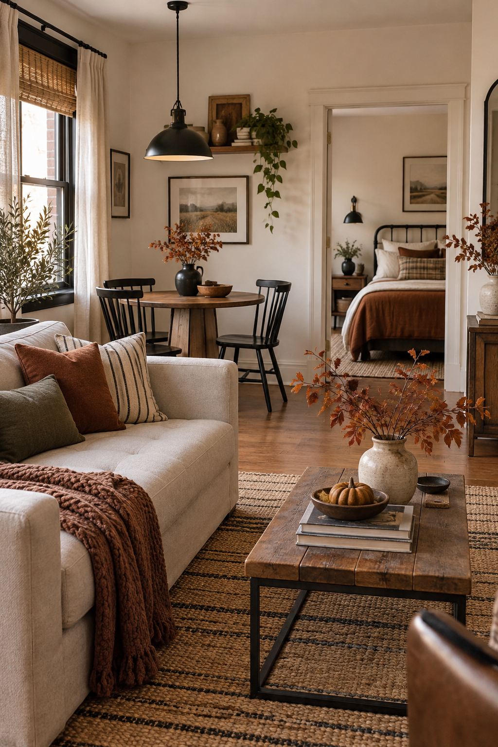 Modern cozy fall apartment decor