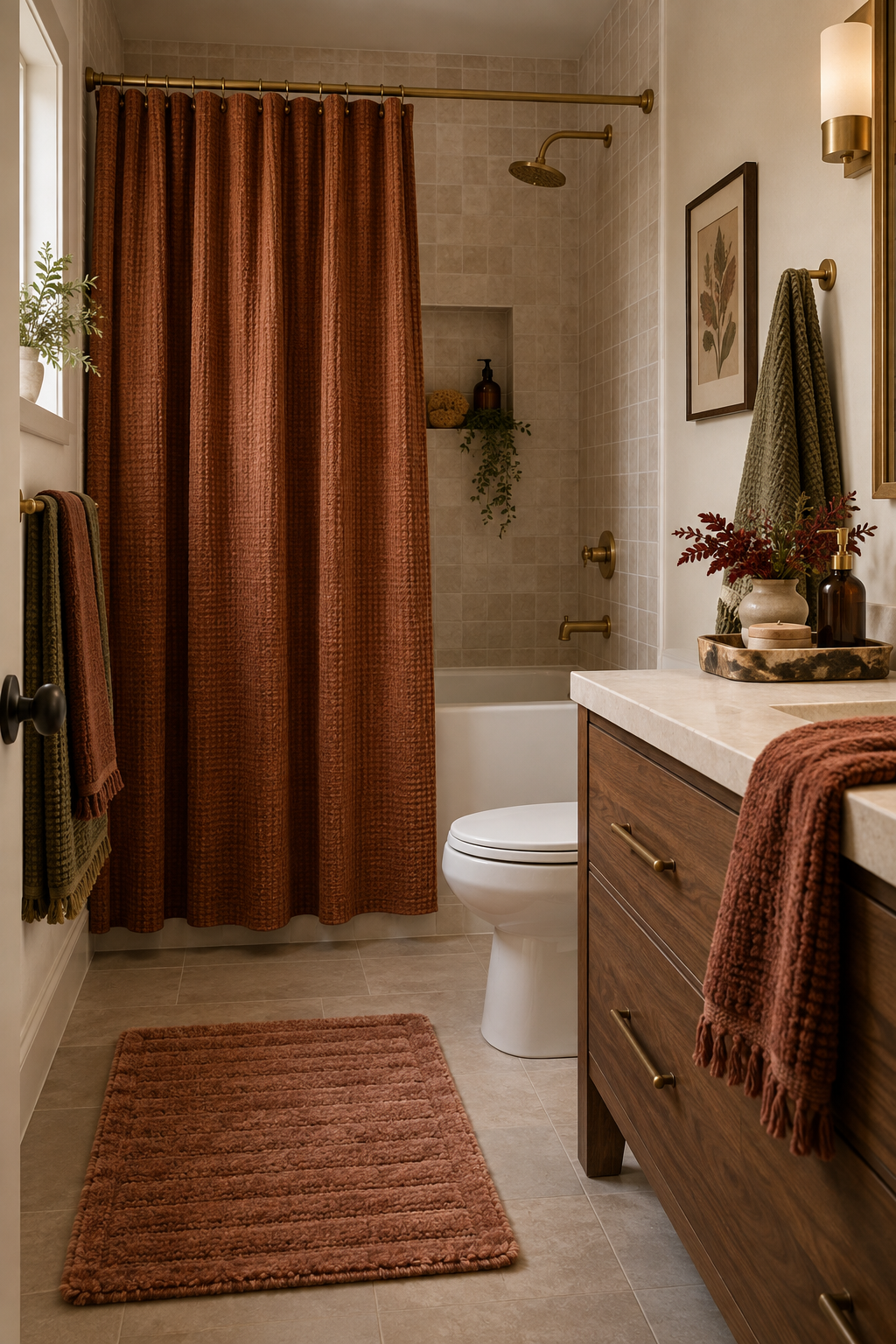 Renter friendly cozy fall bathroom