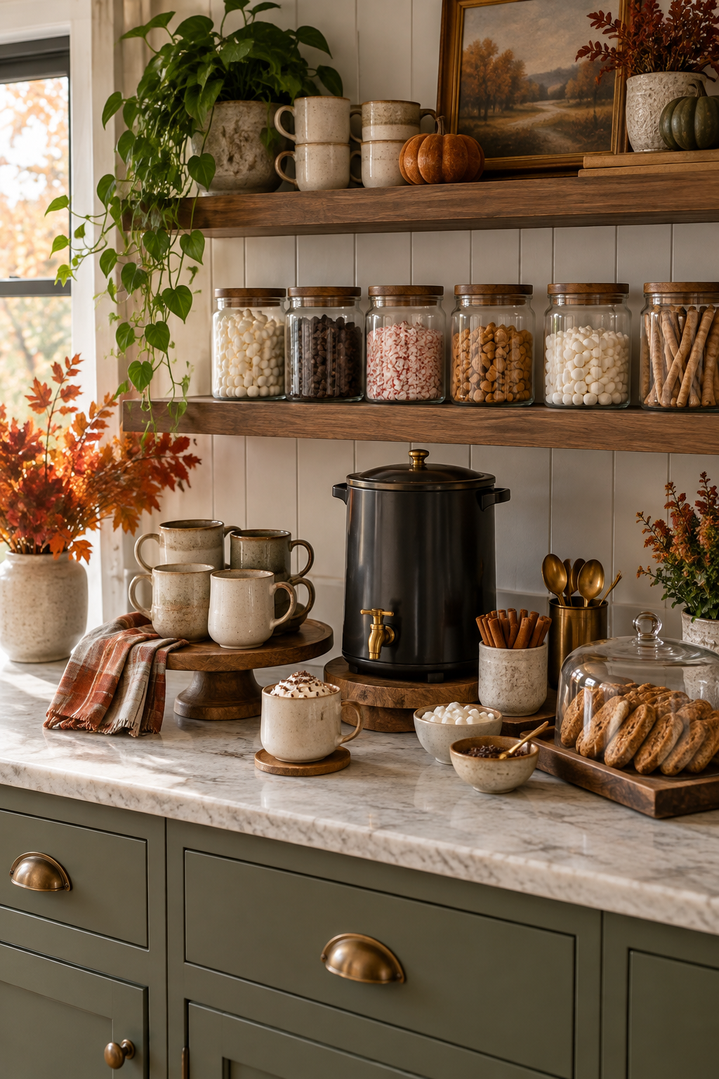 Family friendly fall hot chocolate station