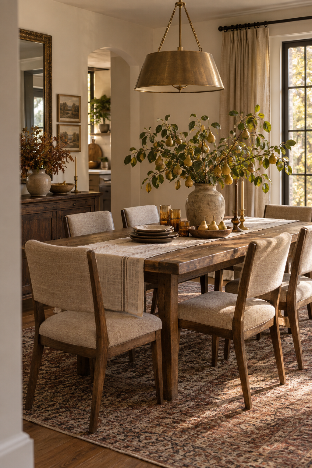 No pumpkin fall dining room decor