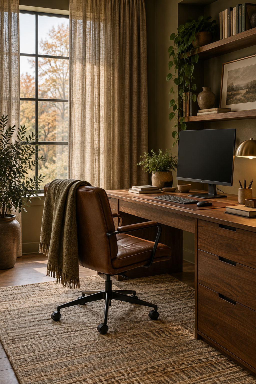 Autumn curtains controlling office glare