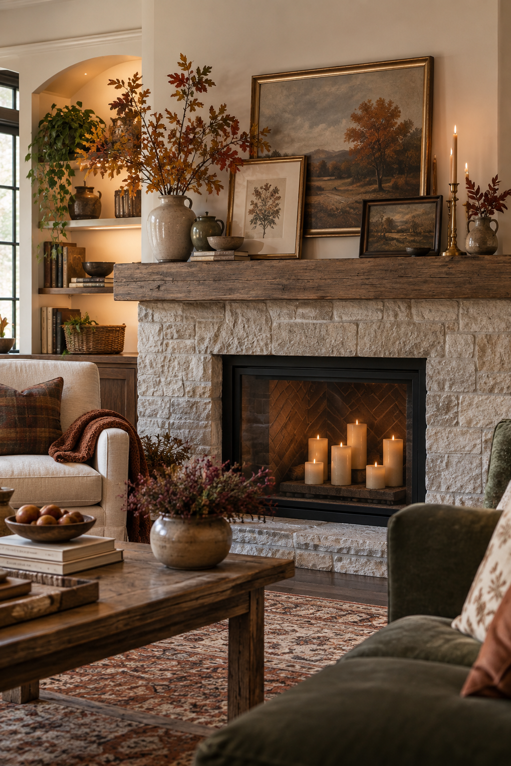 Budget cozy fall mantel refresh