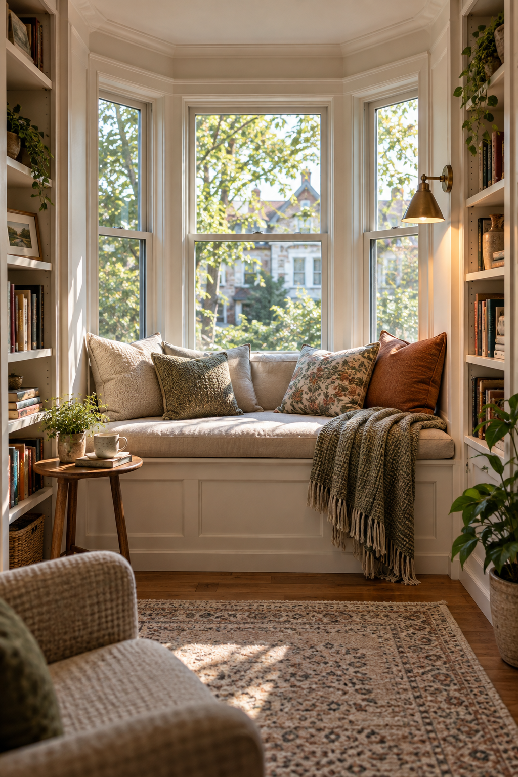 Turn a Bay Window into a Book-Lined Seat