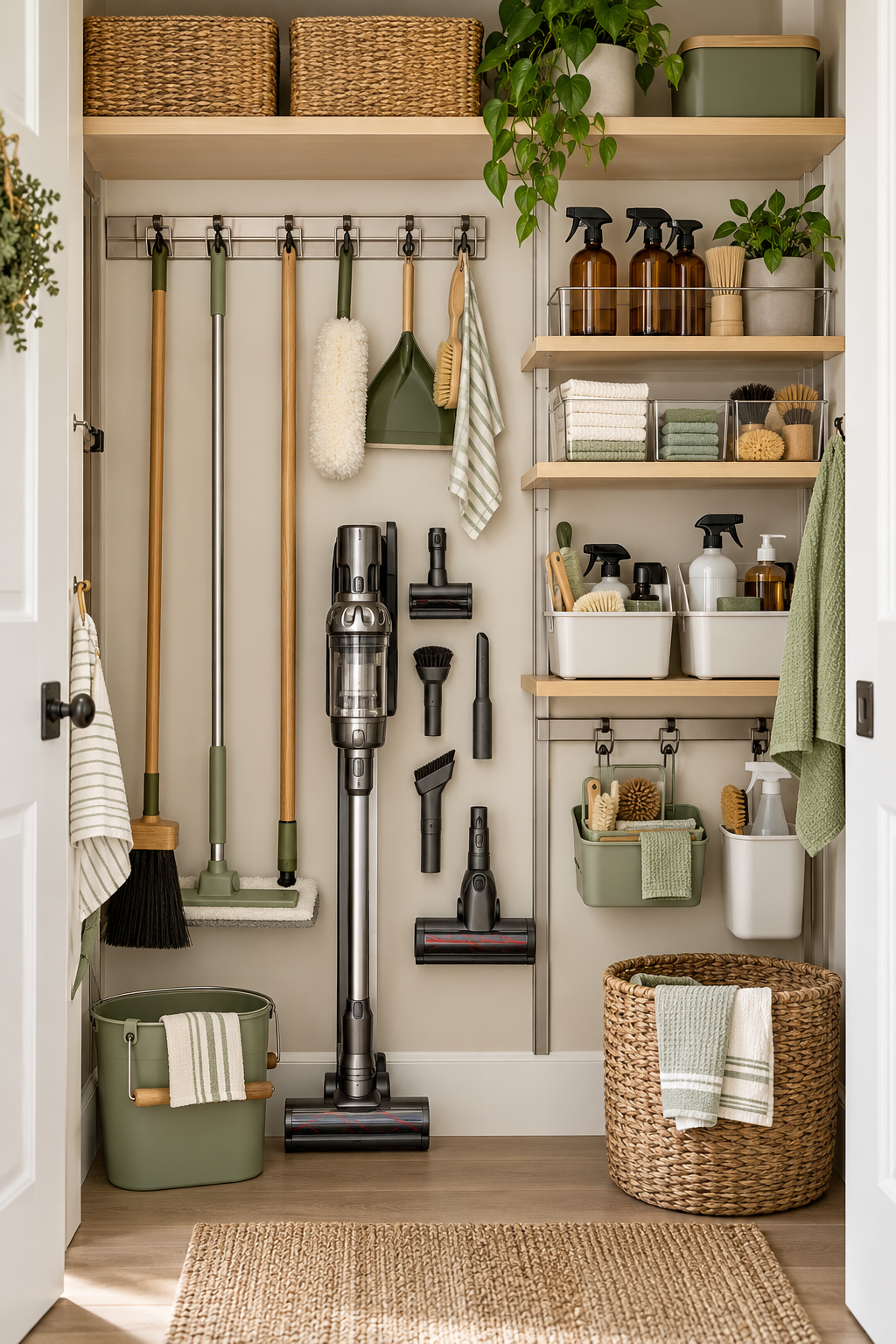 Create a Utility-Closet Cleaning Wall in an organized naturally minded cleaning station