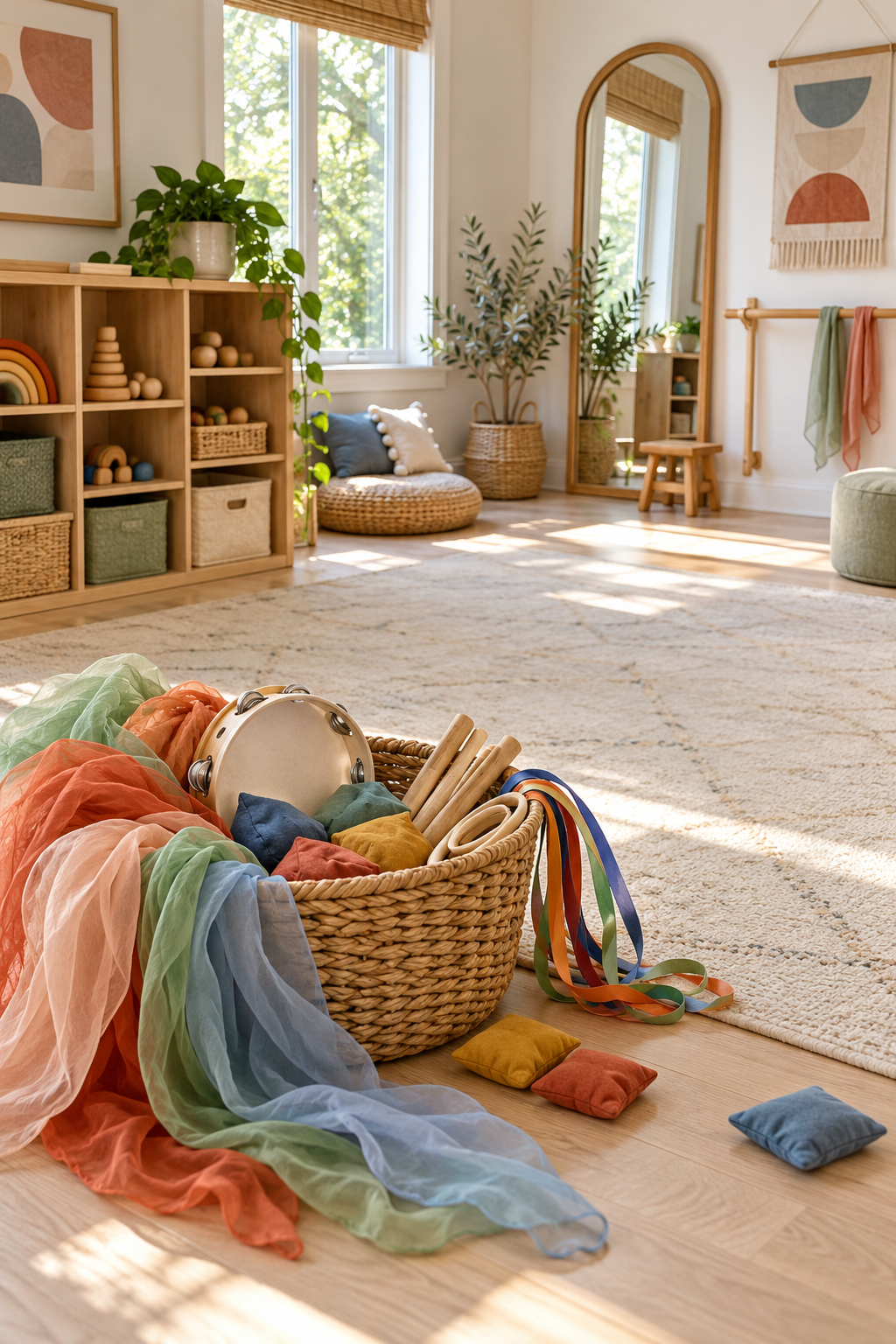 Create a Dance and Movement Basket in a stylish screen-free playroom