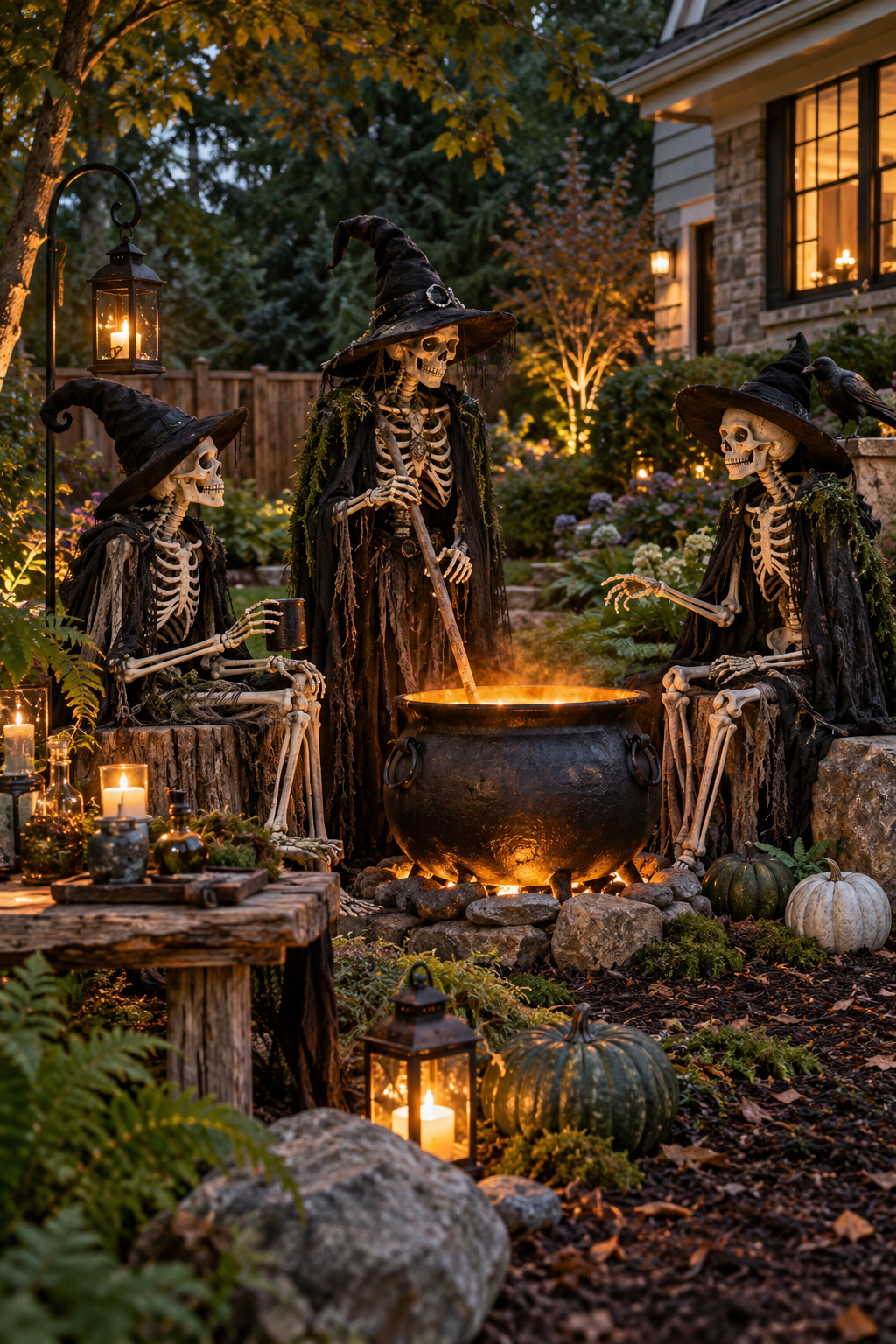 Build a Haunted Bus Stop styled as skeleton yard display ideas