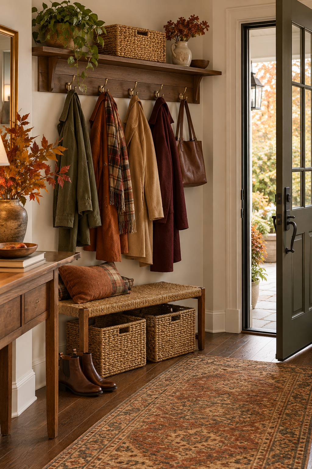 Organized fall coat hook area