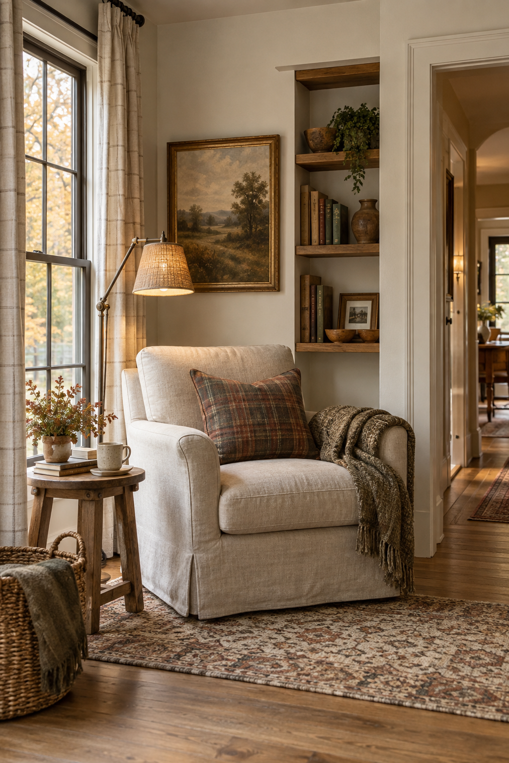 Refined farmhouse fall reading nook