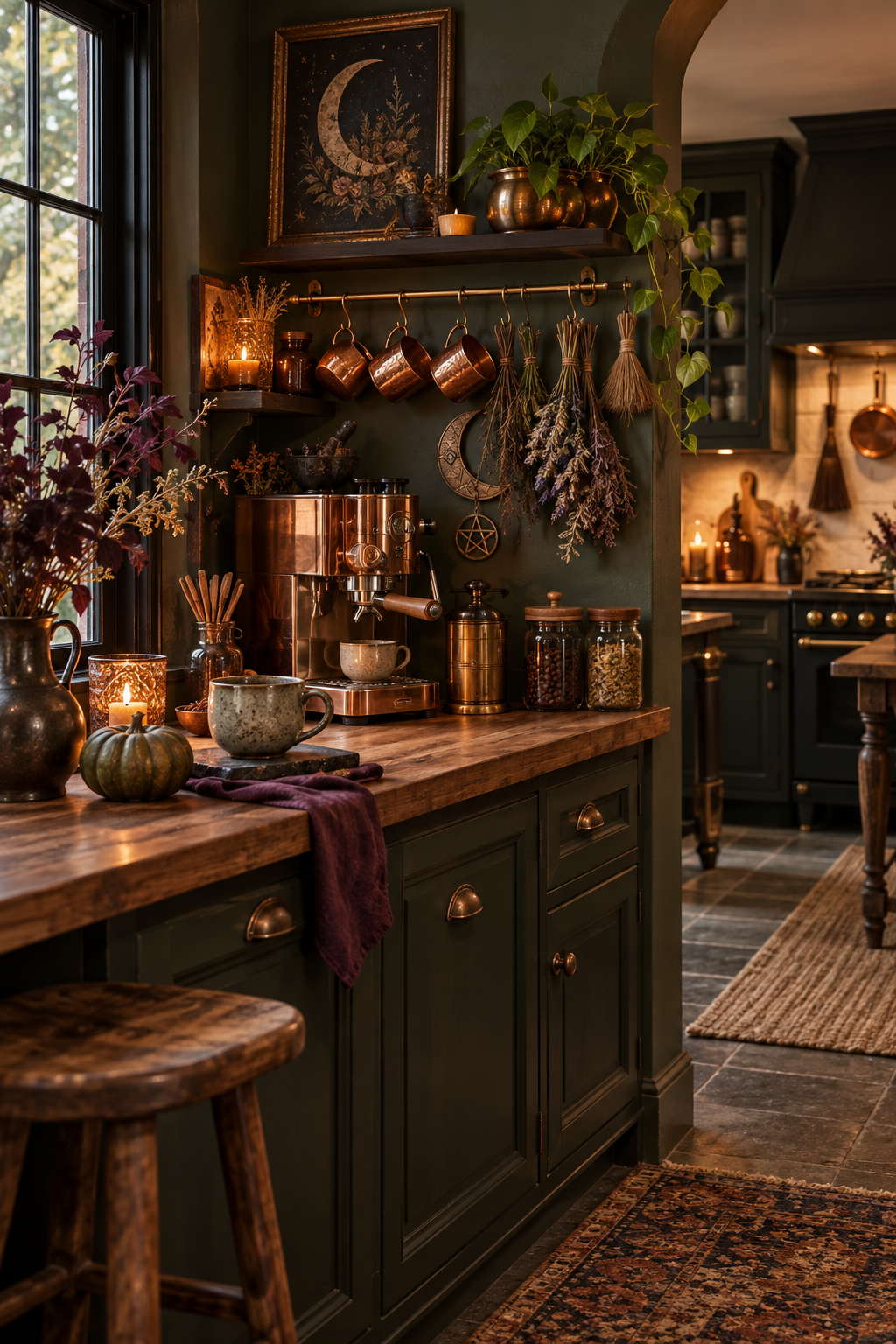Create a Magical Coffee Corner styled as witchy kitchen decor ideas
