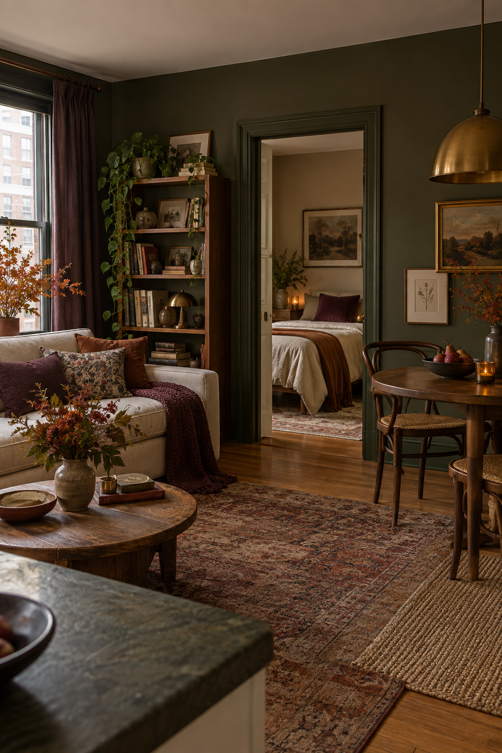 Warm minimalist fall apartment interior