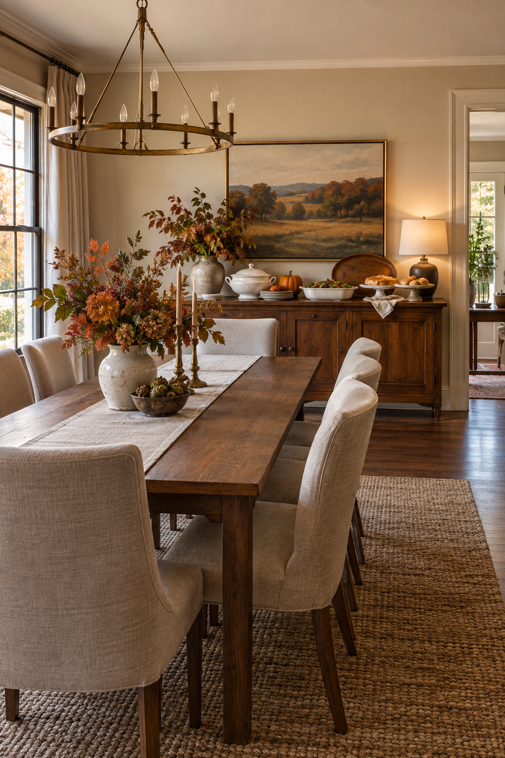 Fall dining room arranged for hosting