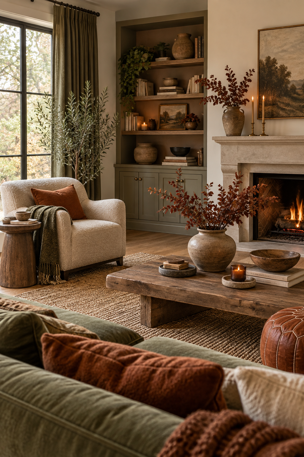 Golden hour fall living room