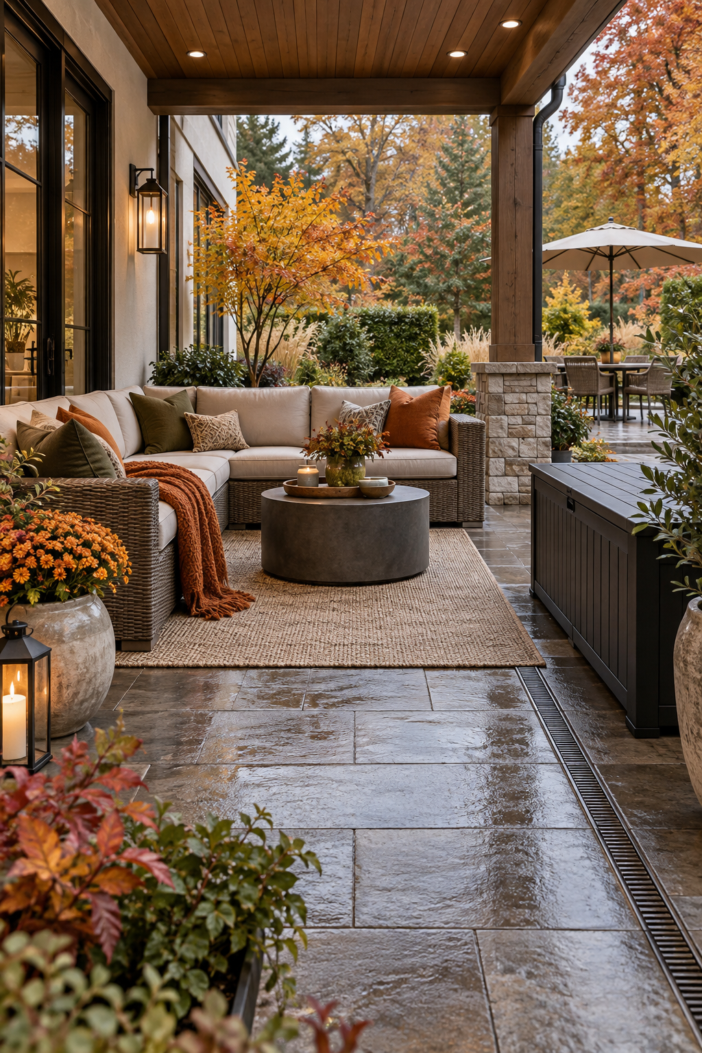 Cozy fall patio without an open fire