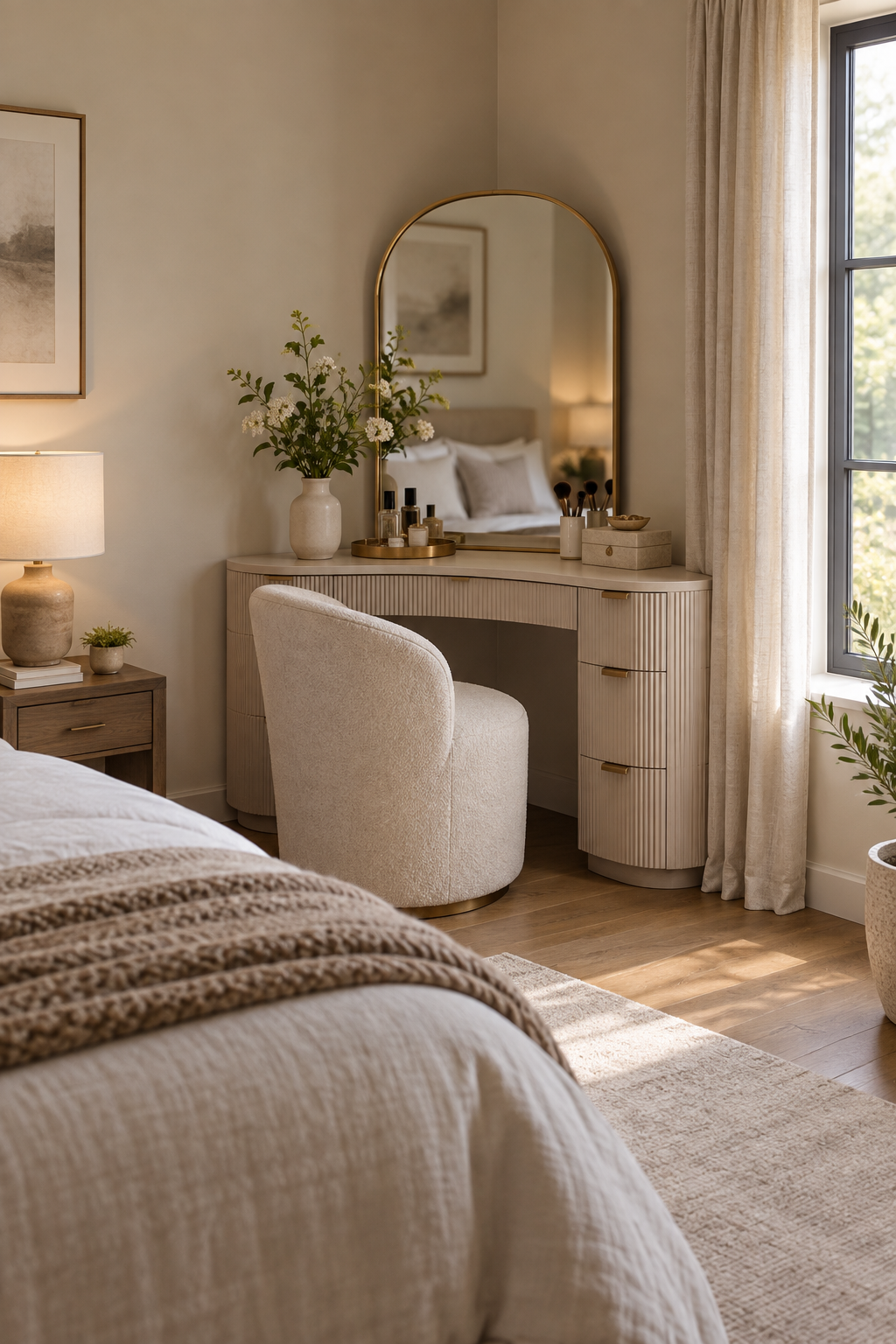 Add a Curved Vanity to a Bedroom Corner
