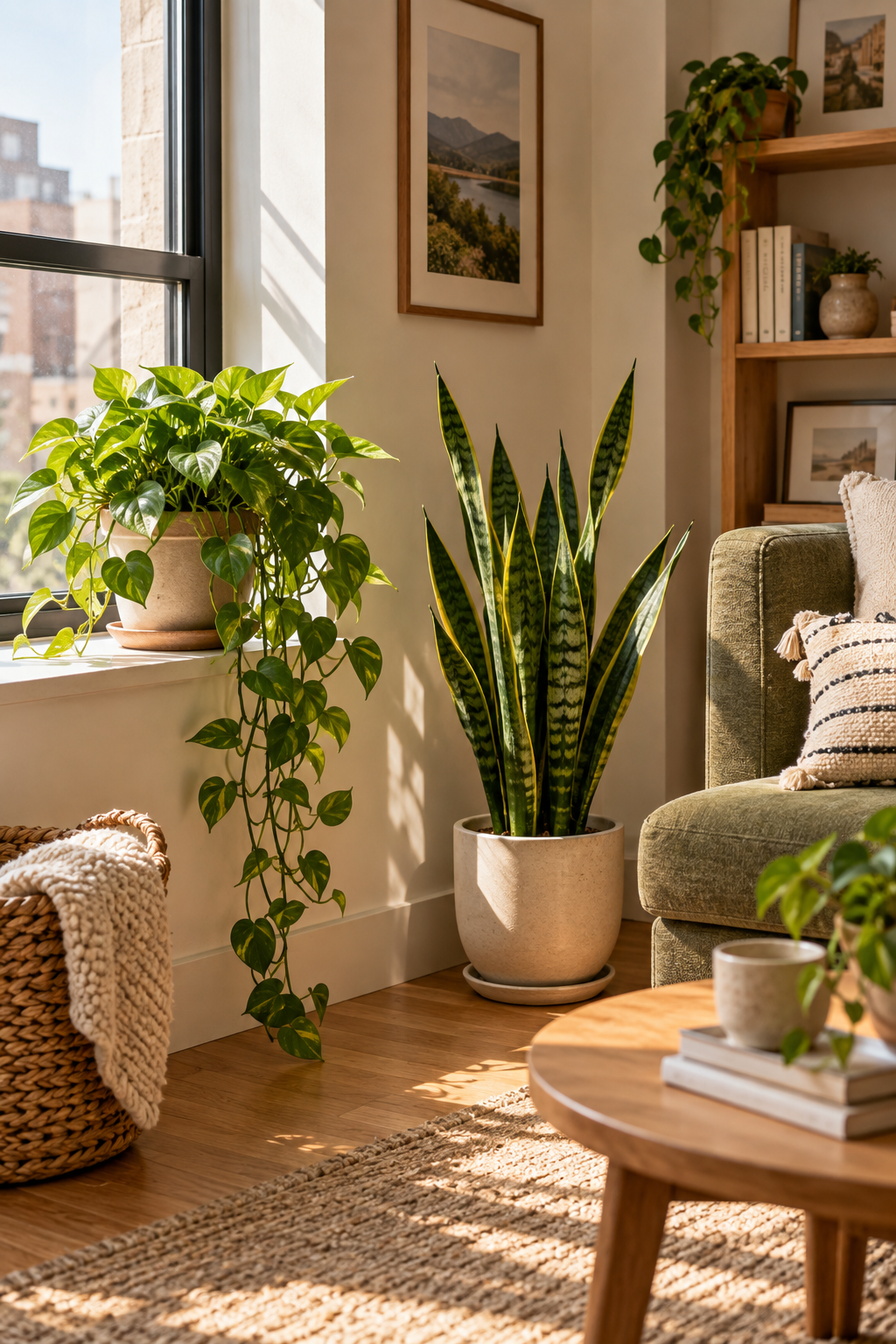 Easy-care houseplants placed according to available natural light