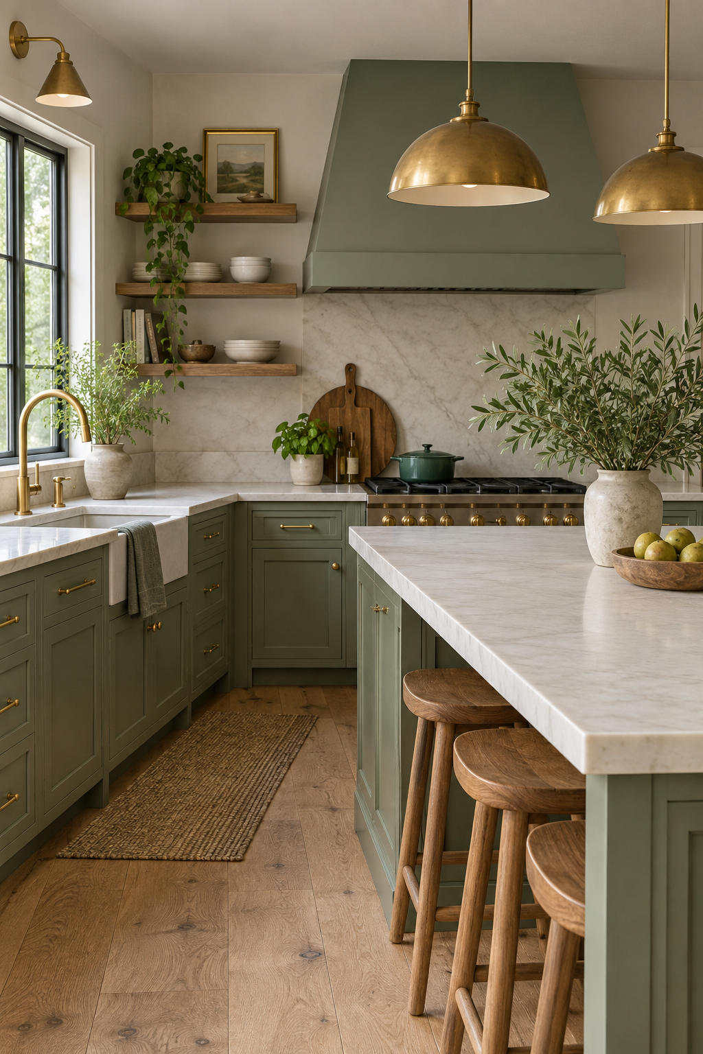 Combine Green with Warm Brass