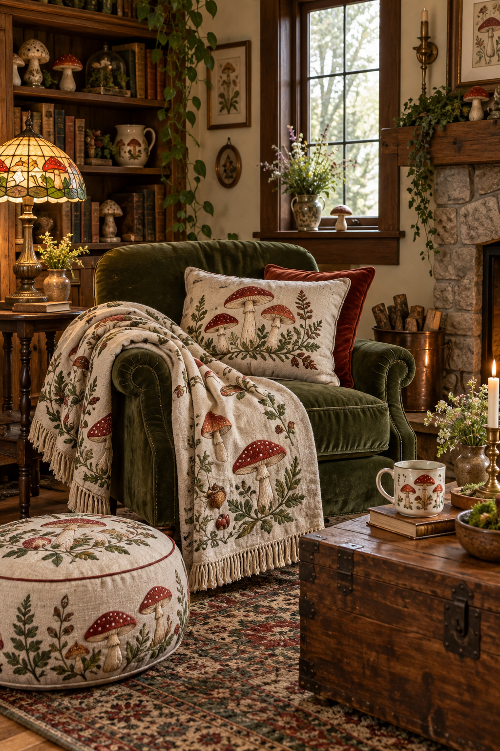 Add Embroidered Mushroom Textiles