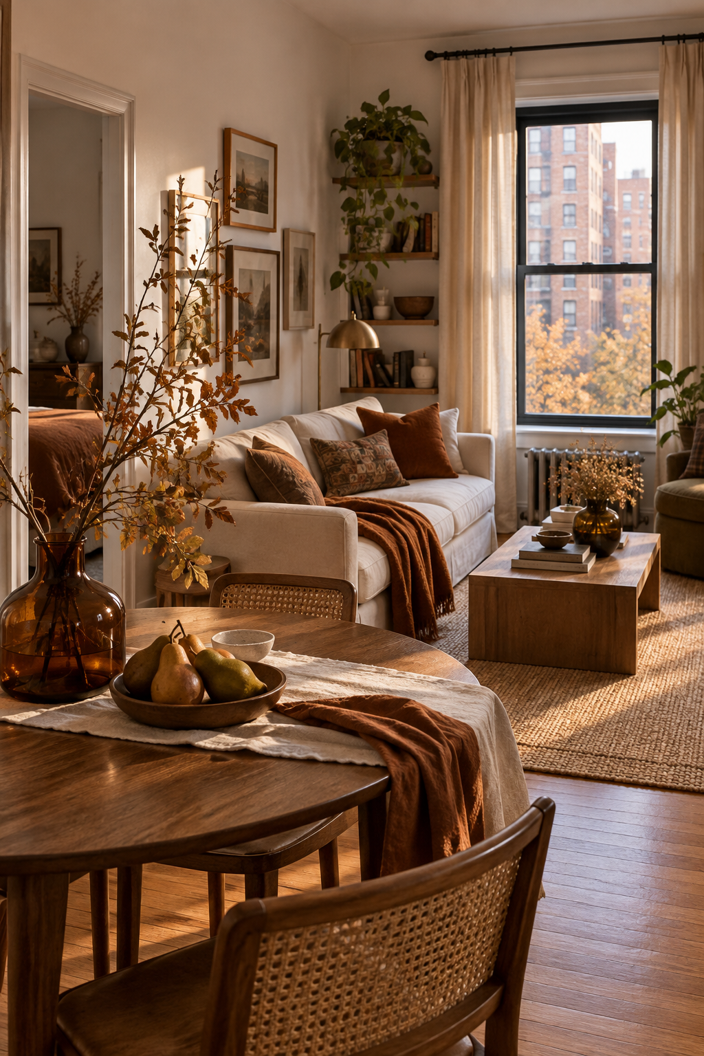 Moody autumn corner in a small apartment