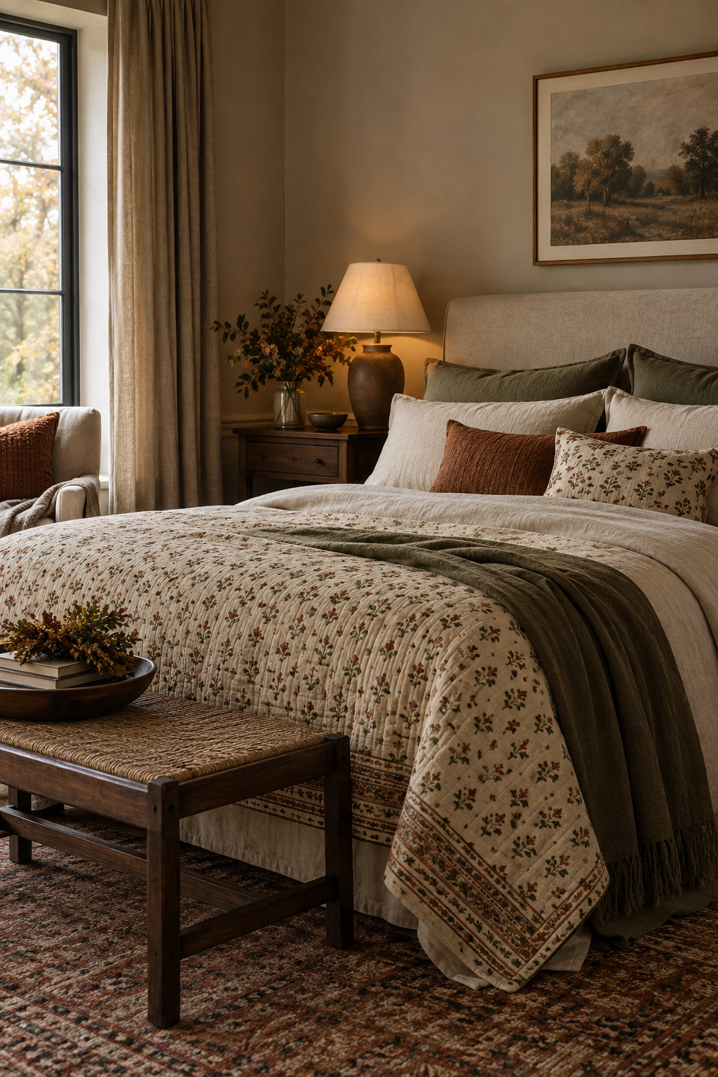 Subtle botanical bedding for autumn