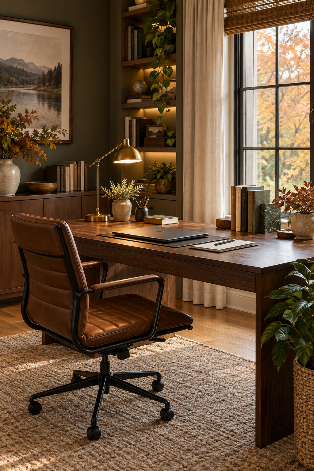 Home office prepared for shorter autumn days