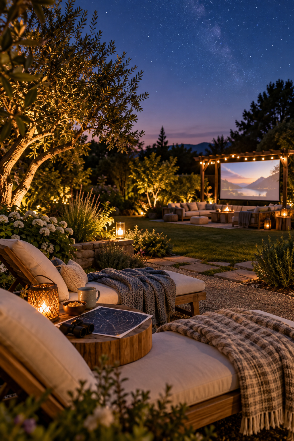 Create a Stargazing Break Area for a magical garden movie night