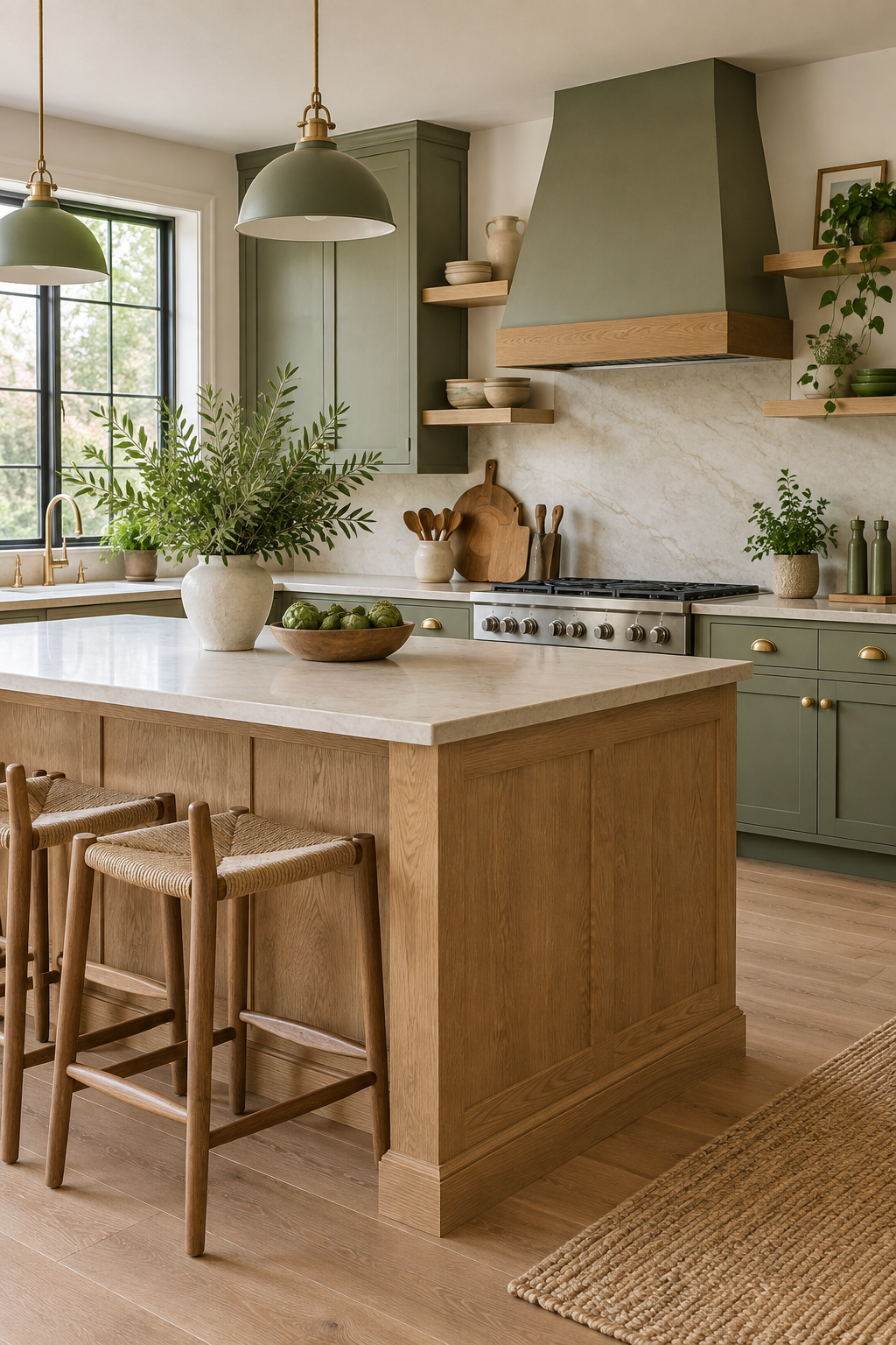 Pair Green with Natural Wood