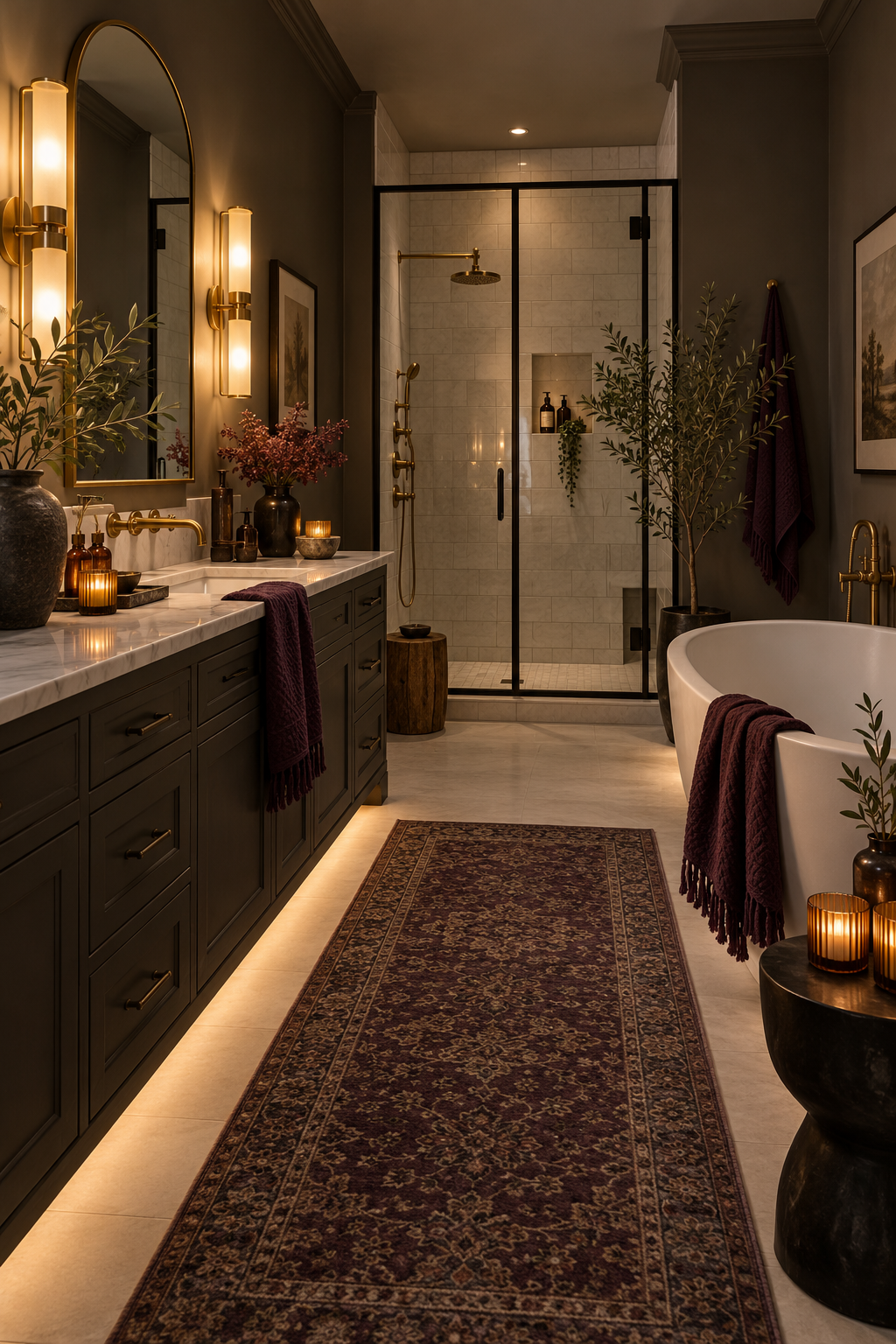 Finish with Dim Layered Lighting styled as Halloween bathroom decor ideas