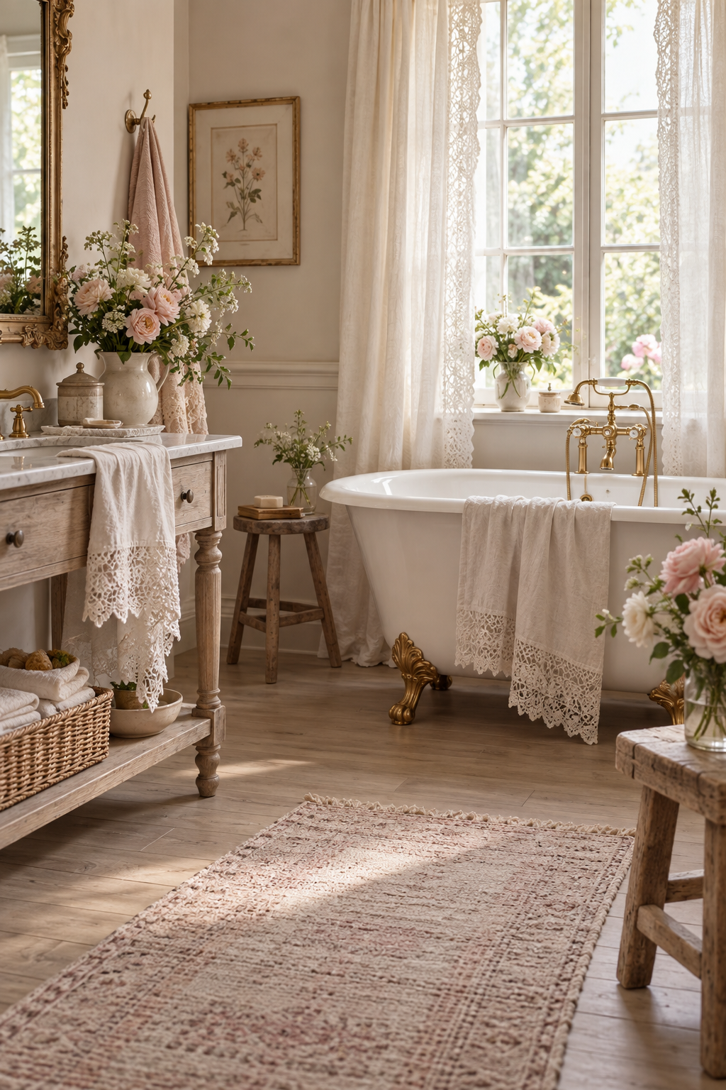 Romantic Lace create a sideboard vignette