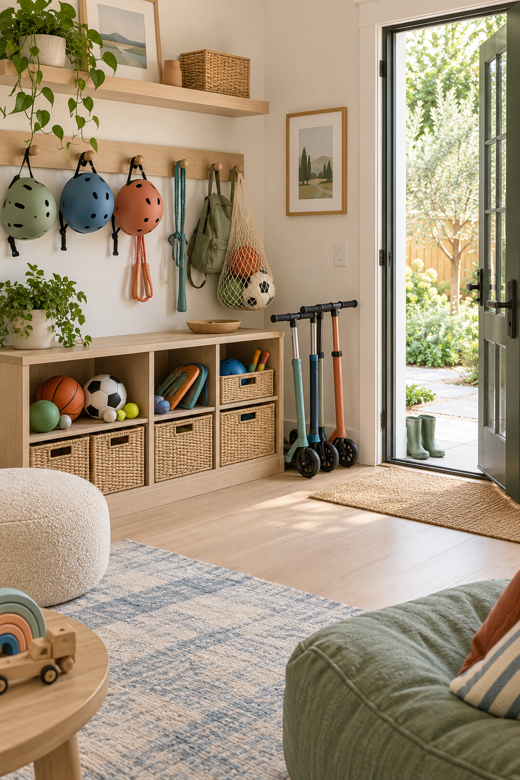 Store Active Toys near the Exit in a stylish organized playroom