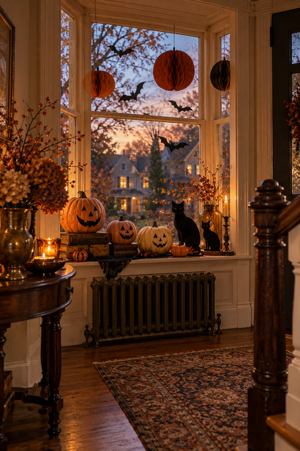 Style a Nostalgic Front Window styled as vintage Halloween decor ideas