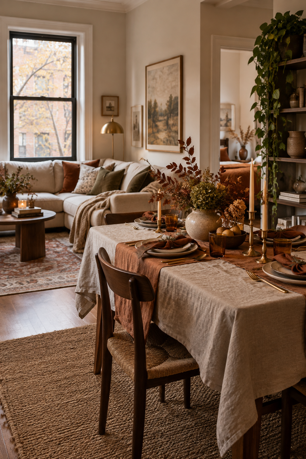 No pumpkin fall apartment decor