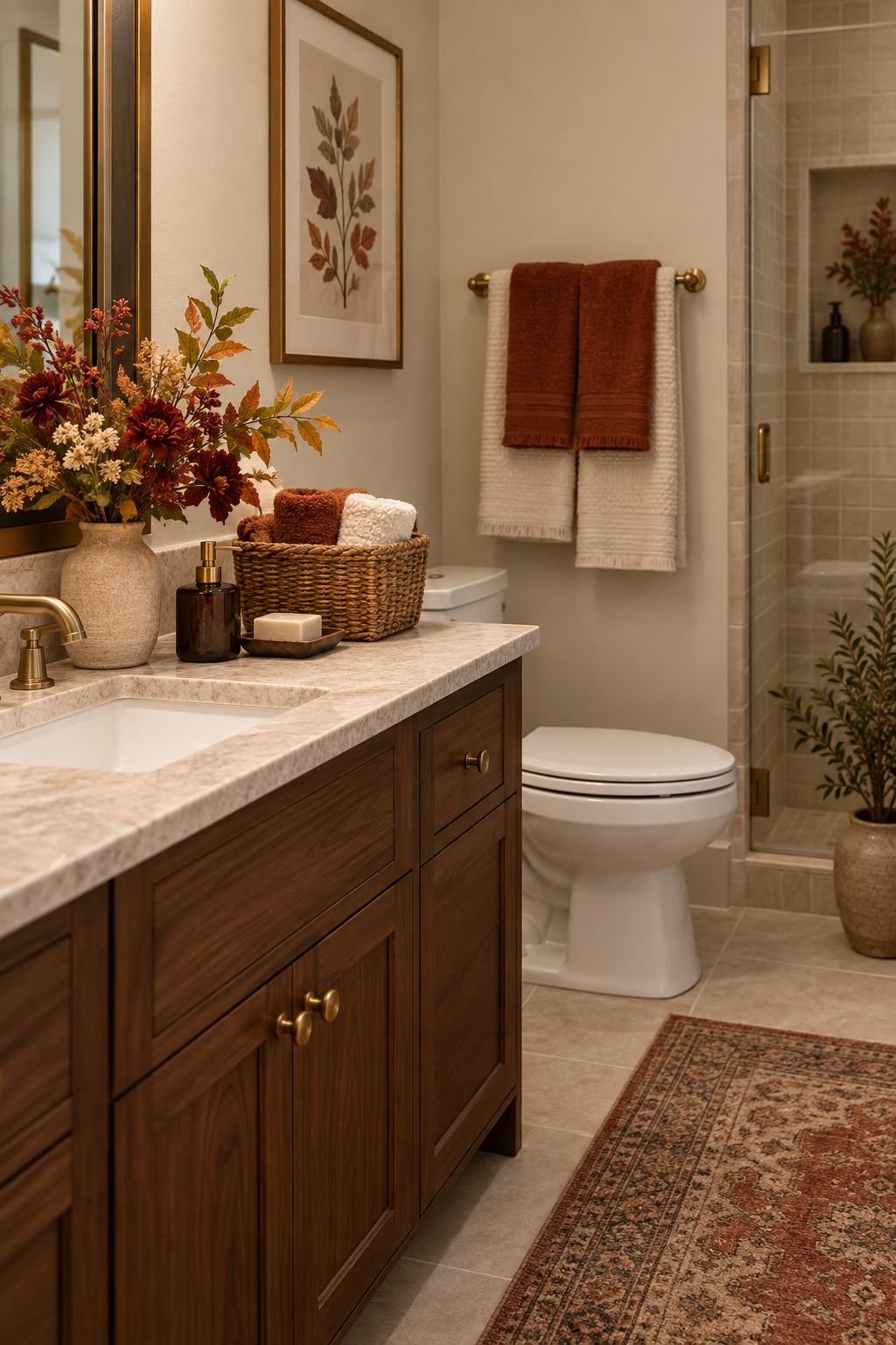 Welcoming fall guest bathroom