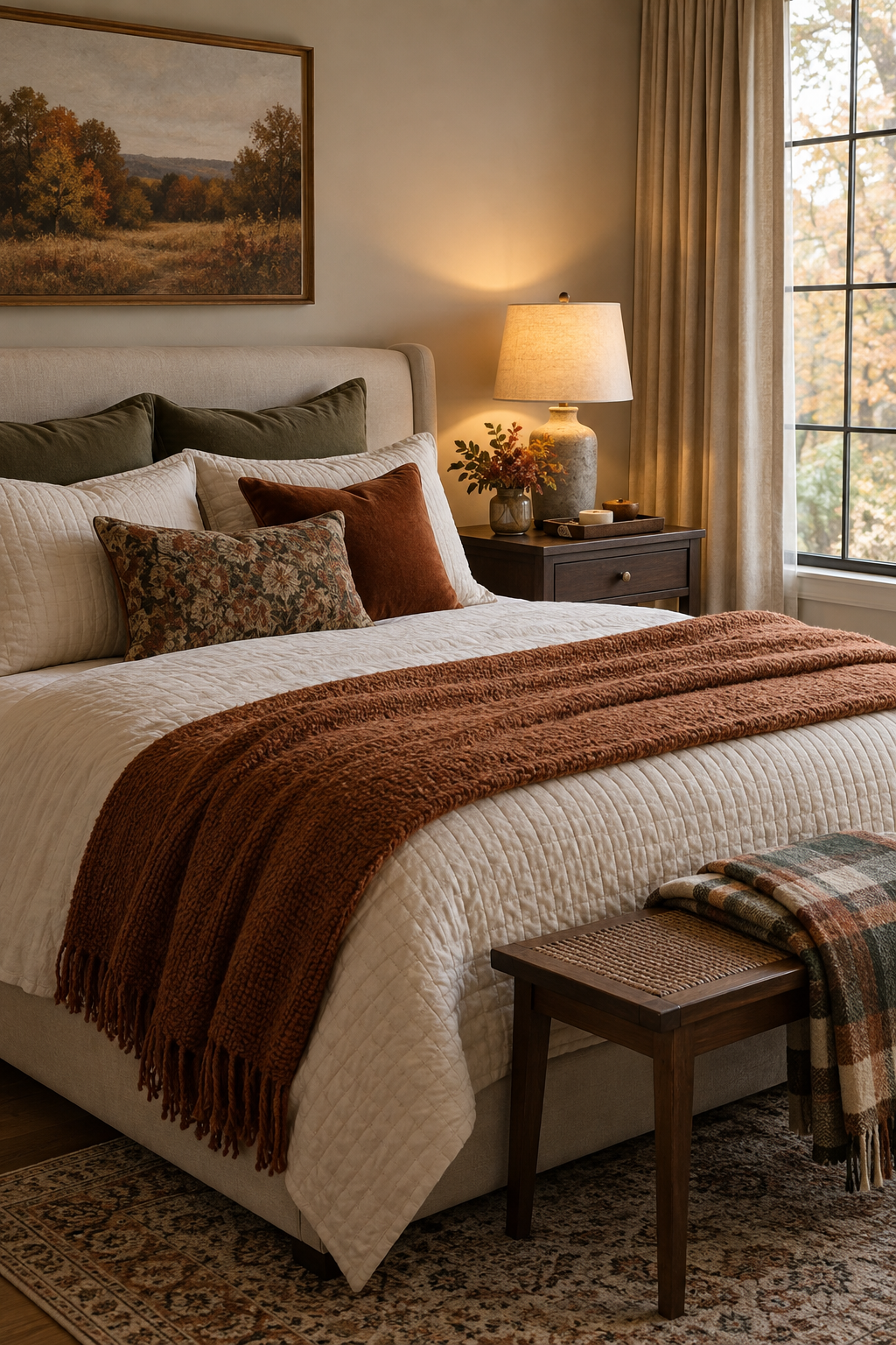 Welcoming fall guest bedroom