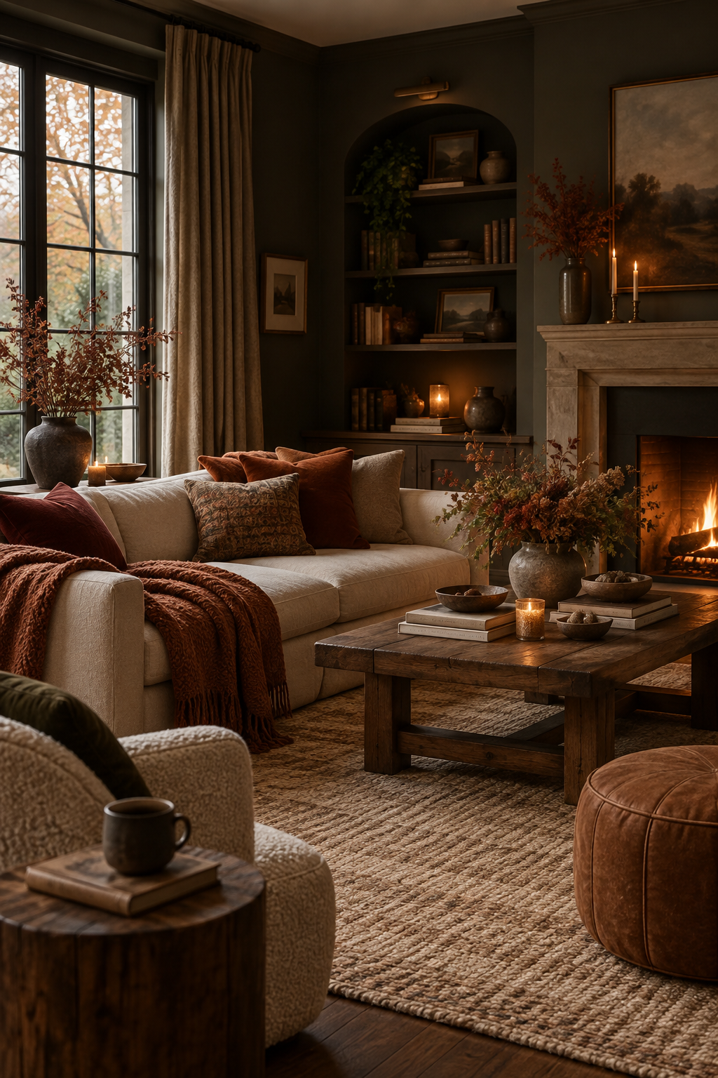 Small fall fireplace corner