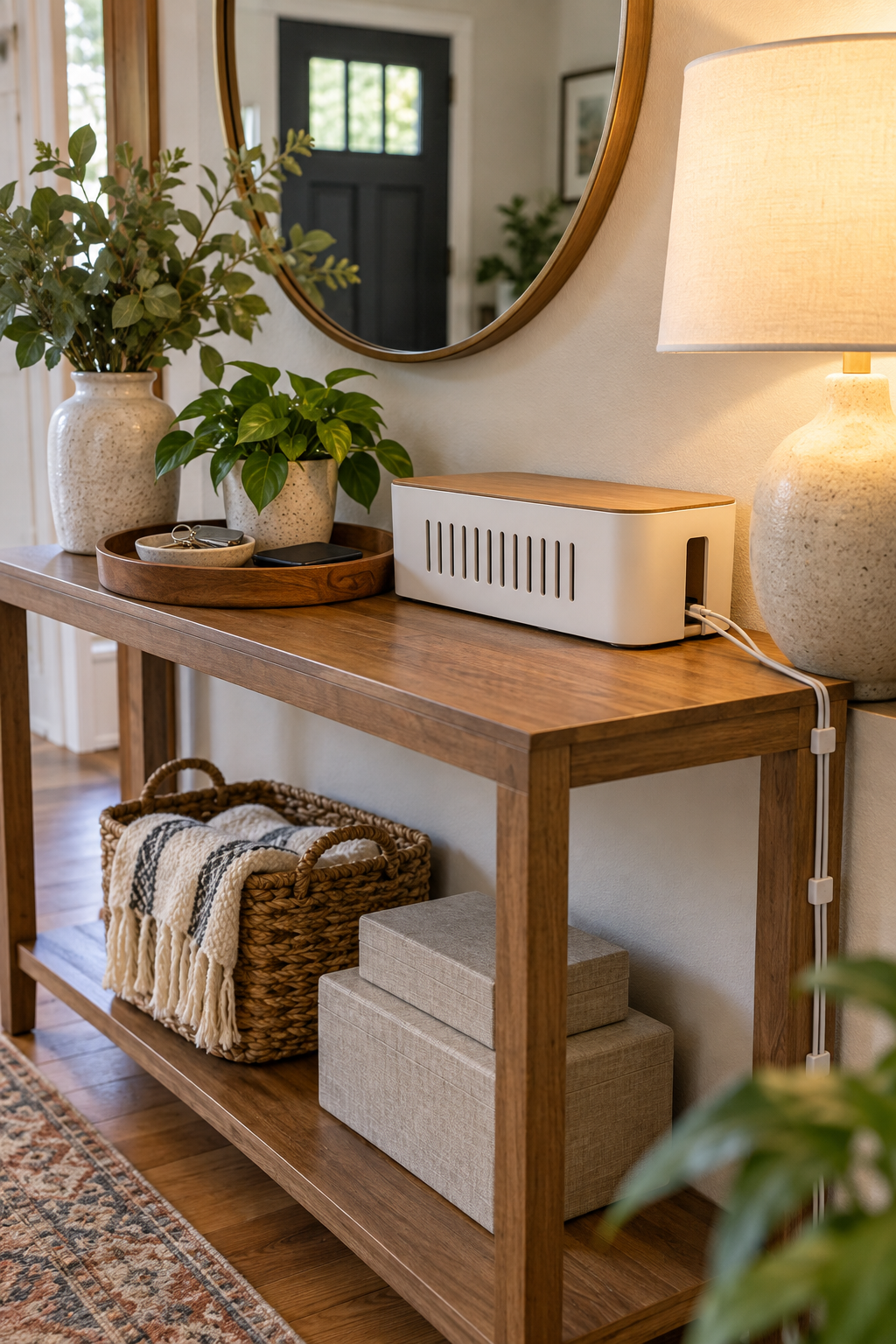 A discreet first-home charging station with neatly managed cables