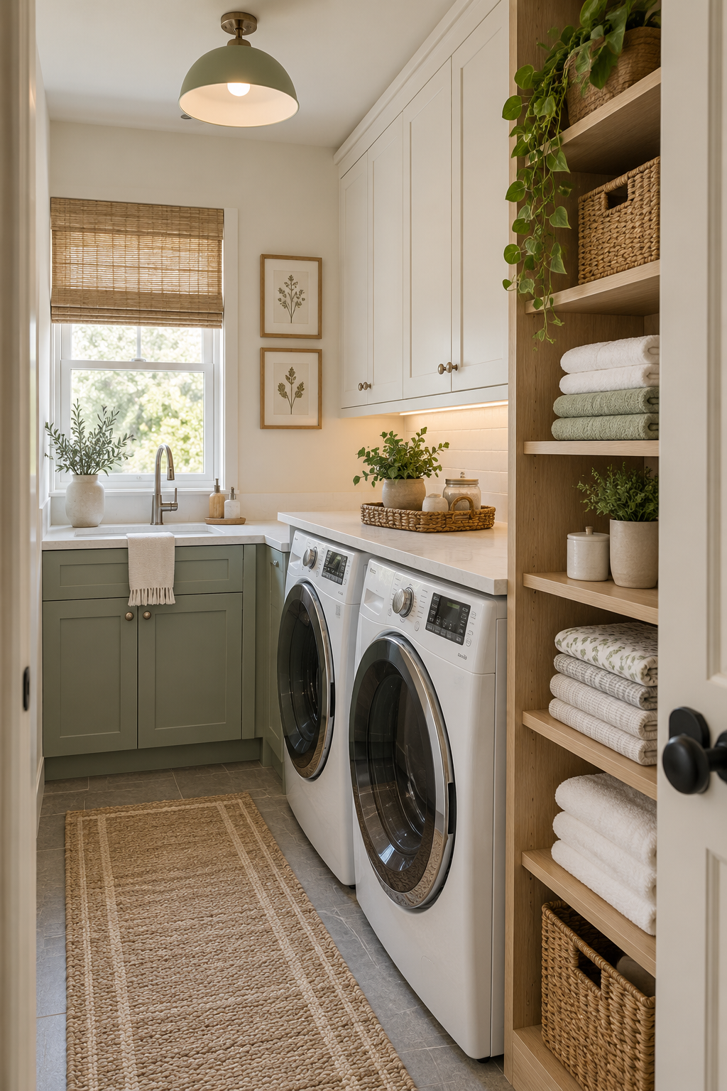 Build a Narrow Linen Tower in a compact organized laundry room