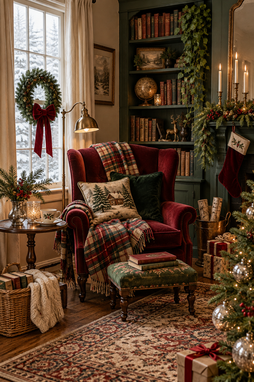 Create a Cozy Vintage Christmas Reading Corner