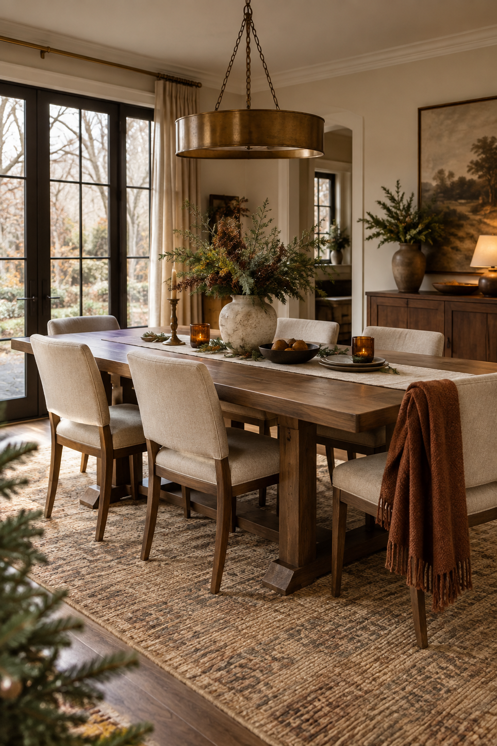 Late autumn dining room transitioning to winter