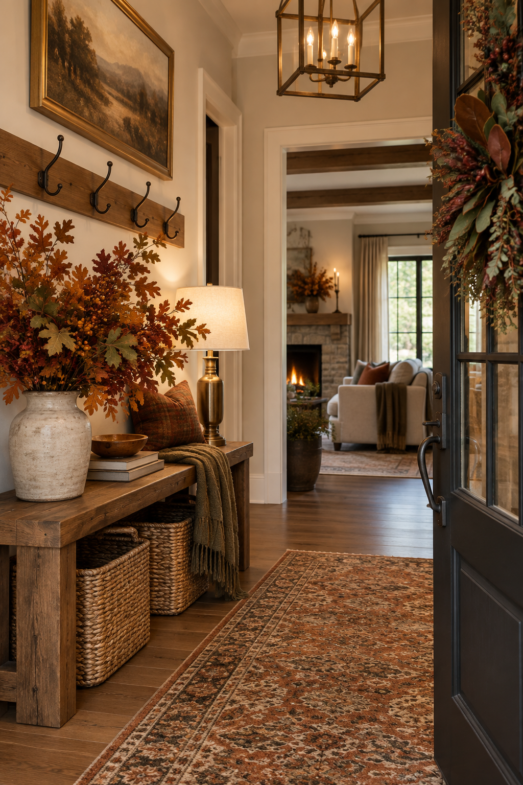 Thanksgiving ready fall entryway