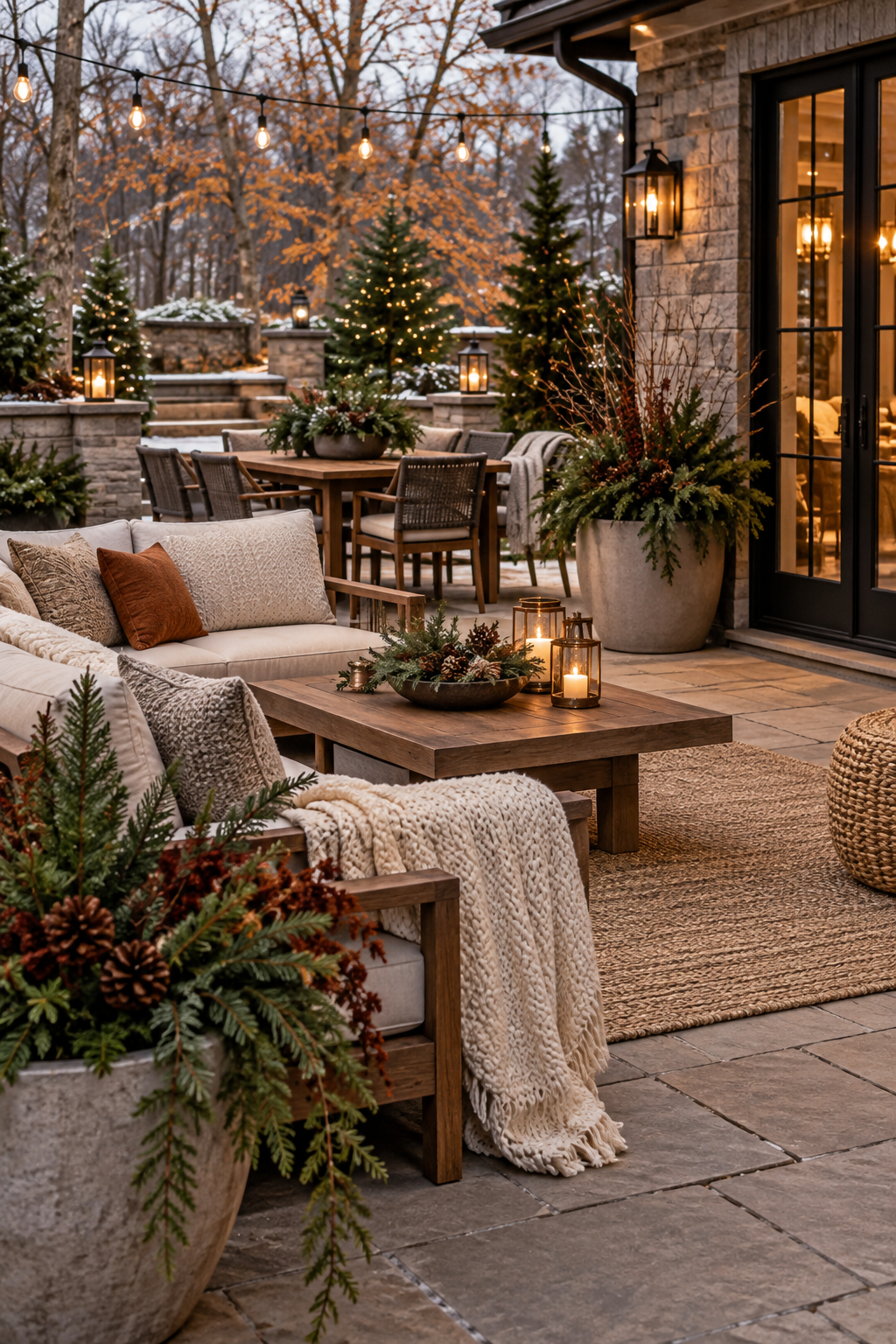Fall patio transitioning into winter