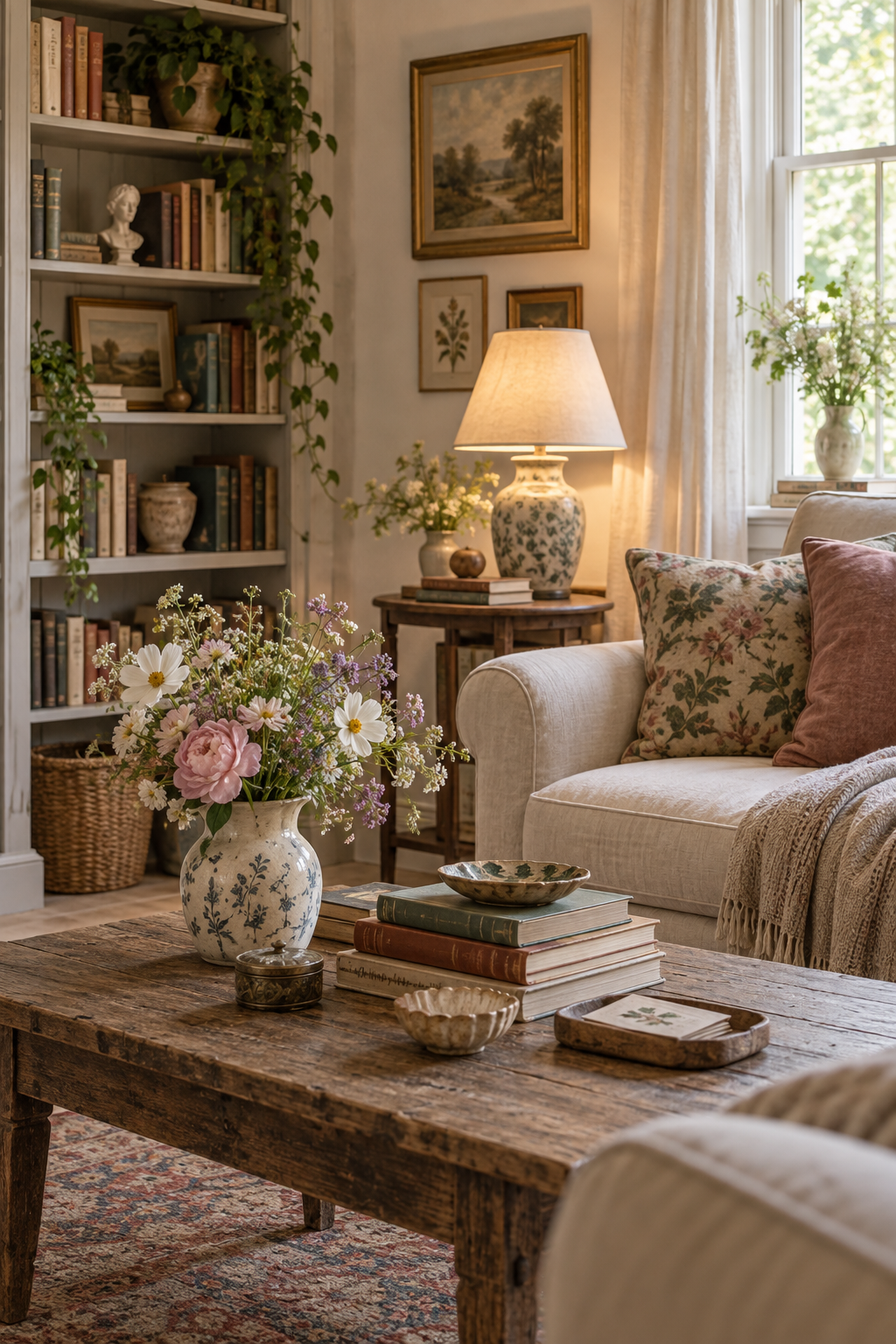 Finish with Personal Objects and Seasonal Flowers
