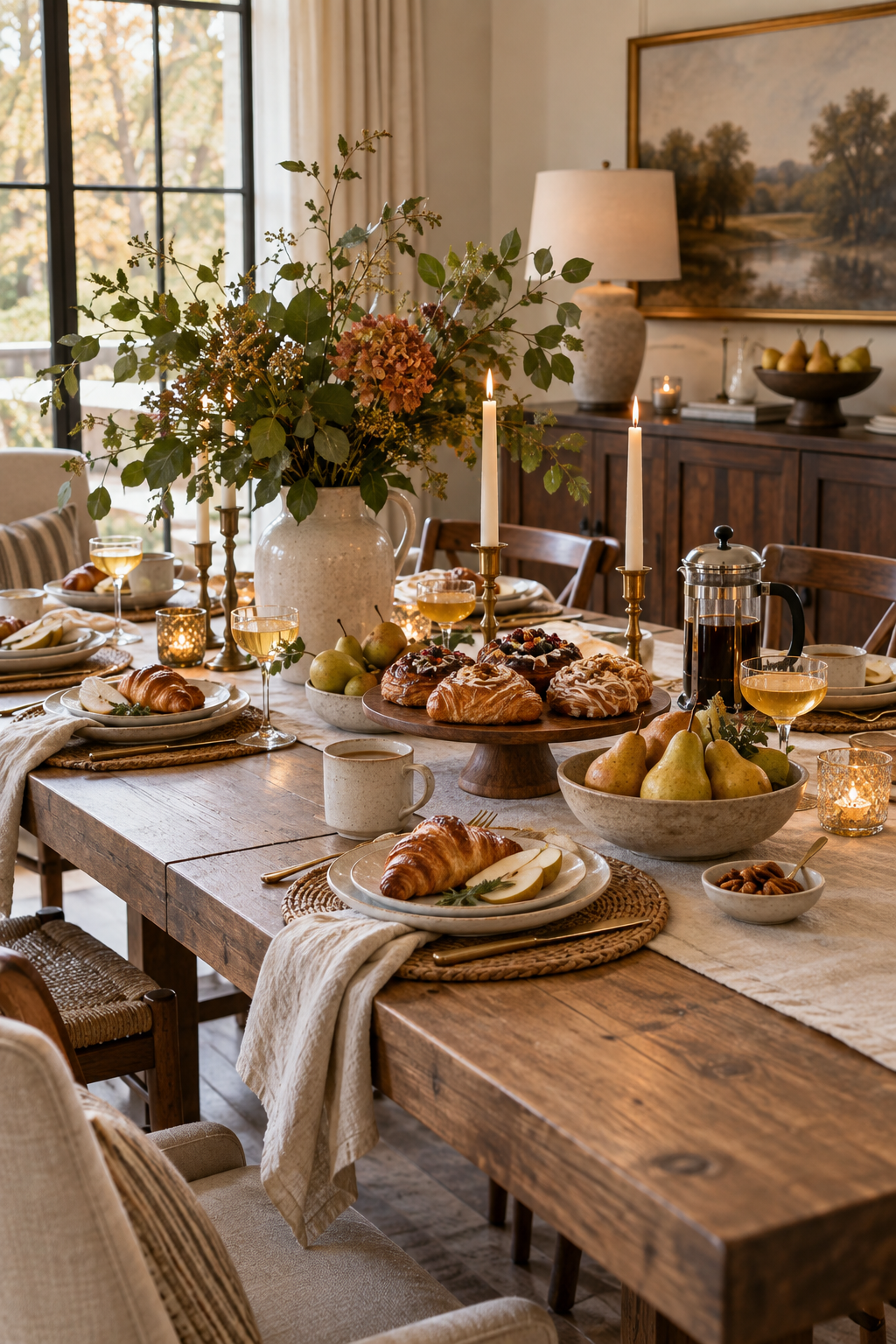 Light fall brunch table setting