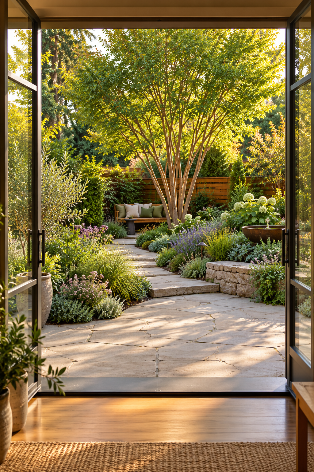 Design One Strong View from the House in a small backyard garden