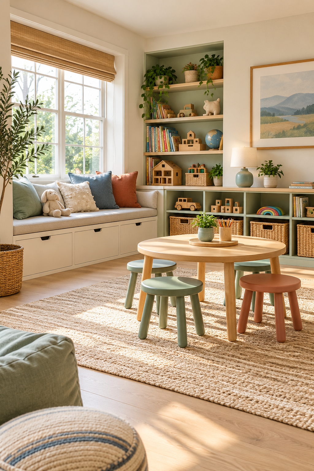 Finish with a Ten-Minute Family Reset in a stylish organized playroom